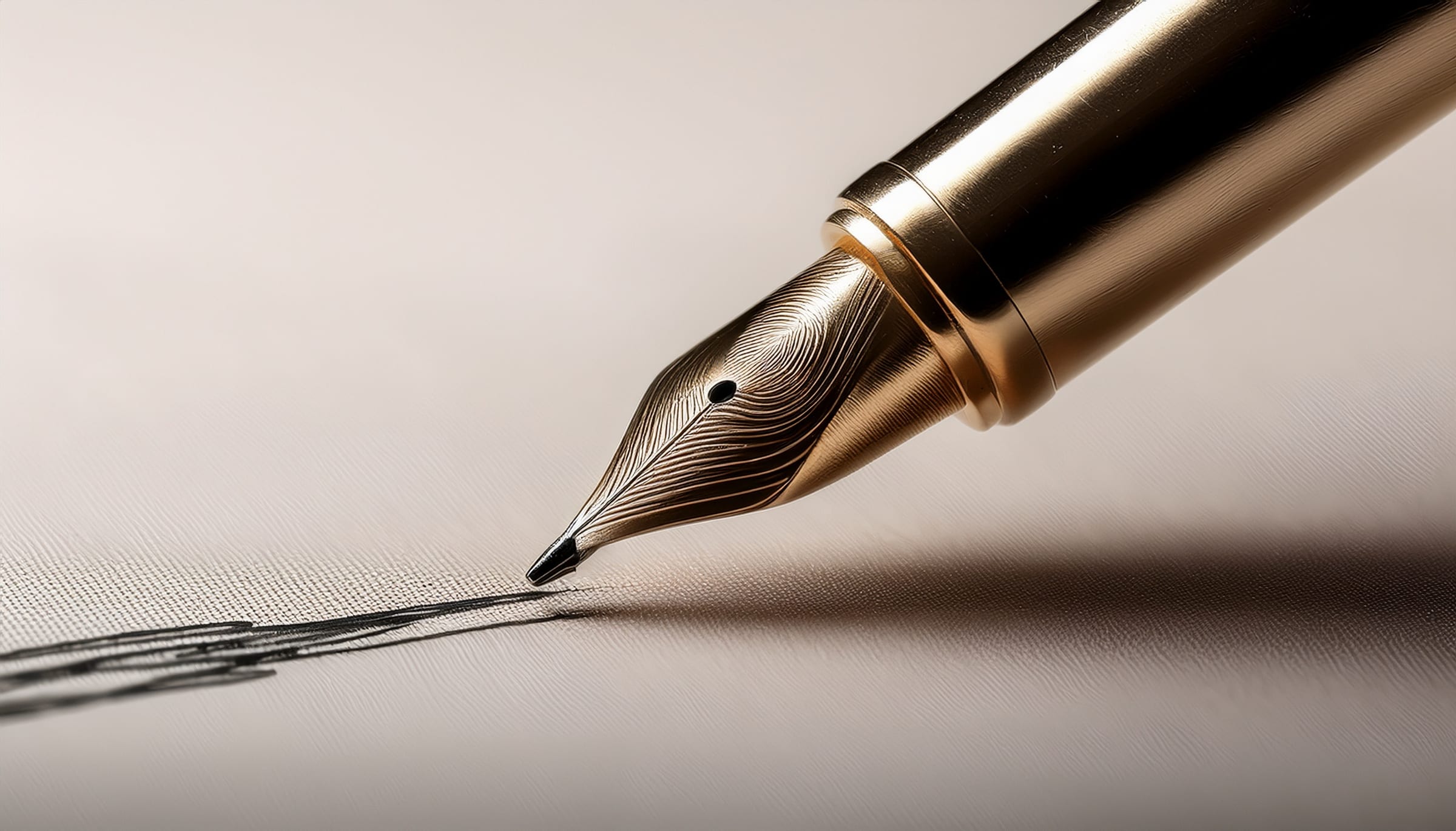 Caneta-tinteiro assinando um documento